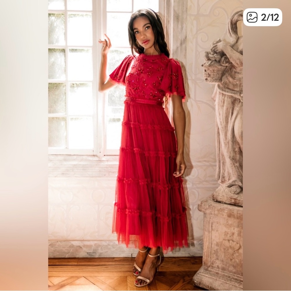 Ivy City Elegant Red Tulle Dress